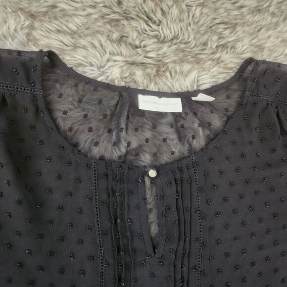 New York & Company Long Sleeve Sheer Black Swiss Dot Blouse Women's Size XS - Picture 6 of 12
